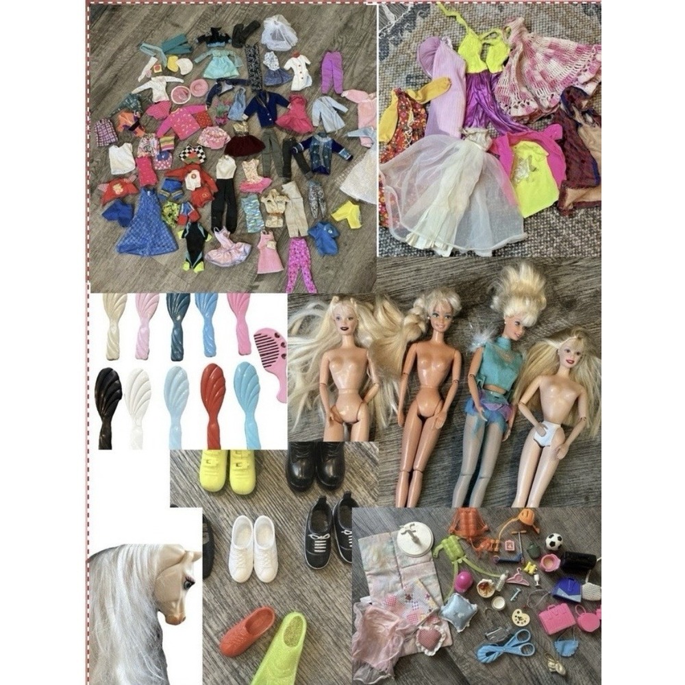 HUGE VTG Barbie Lot 1950s-1990s Nude Dolls Case Clothing Shoes Horse Accessories
